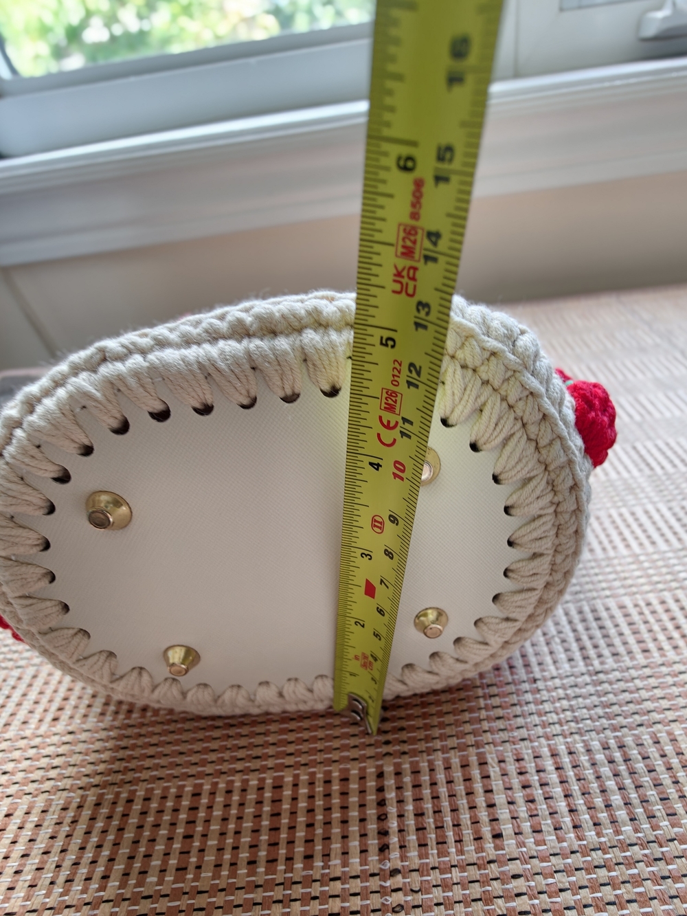 Handmade Cream Crochet Strawberry Crossbody Bag with Red Strap, Boho Tote Bag - Picture 9 of 14